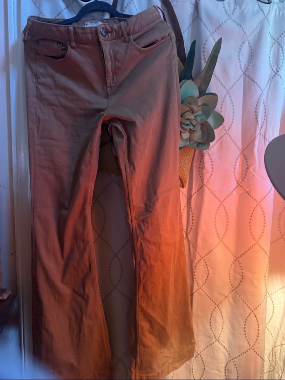Free People Wide Leg Flare Jeans in Brown